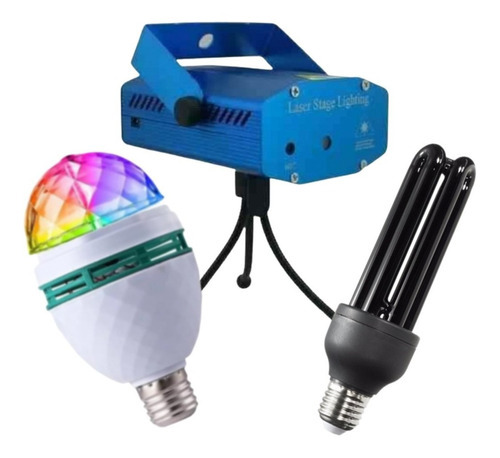 Kit Jogo De Luz Boate Festa Natal Iluminação Led 3 Itens