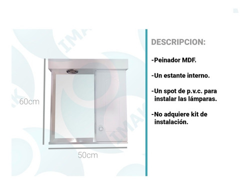 Imagen 2 de 9 de Botiquín De Baño Espejo 50 Cm Blanco Con Luz Envio Gratis