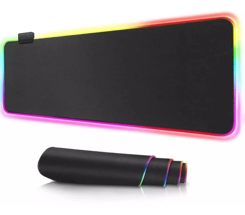 Imagen 2 de 5 de Mouse Pad Alfombra 7 Colores Led Rgb 80x30cm