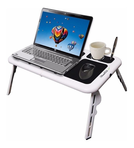 Mesa Para Laptop Con Cooler Mouse Pad Porta Vaso