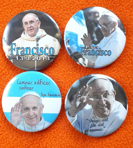 Lote De 4 Pines Grandes Del Papa Francisco 