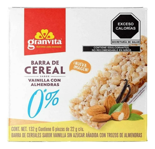 4 Pzas Barras De Cereal Granvita Sabor Vainilla Con Almendra