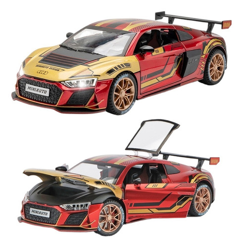 Audi R8 Gt Pista 1/24 Miniatura Metal Coche Con Luz Y Sonido