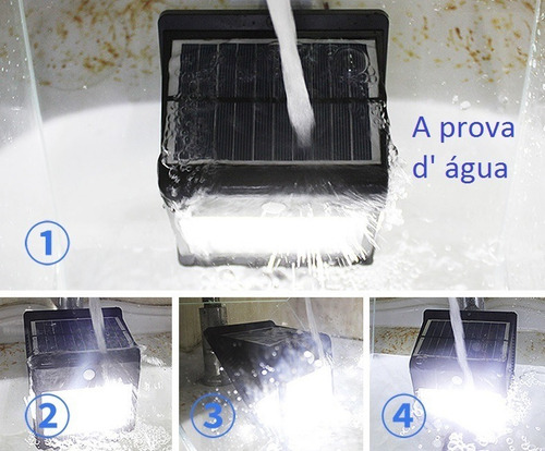 Kit 2 Luminaria Solar 40 Leds Prova D Água Sensor Movimento