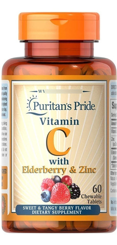 Vitamina C Con Sauco Y Zinc, 60 Caps, Puritans Pride,