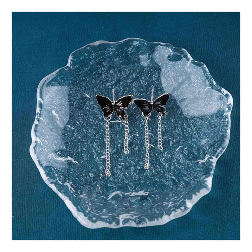 Yheakne Pendientes De Cadena De Mariposa Negra De Acrílico