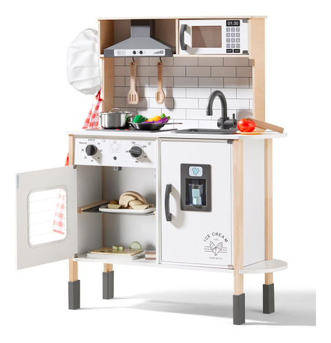 Juego Cocina Madera Chef Niños Luces Sonidos Accesorios 18 Color