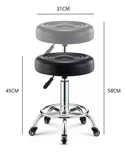 Silla Taburete Bar Giratorio Altura Ajustable Con Ruedas