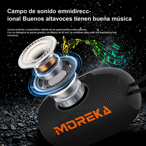 Moreka M419 Bocina Bluetooth Portátil,mini Bocina Altavoz Negro