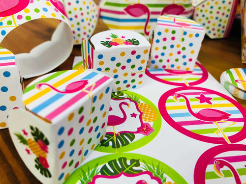 Imagem 6 de 10 de Combo 385pç Completo Decoração Festa Tema Flamingo