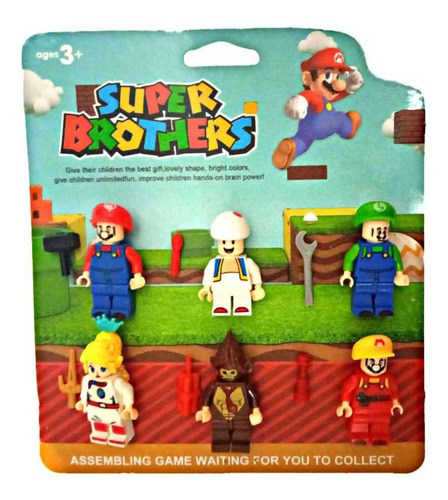 Super Brothers Mario Peach Toat Kd Lu Muñecos Armables