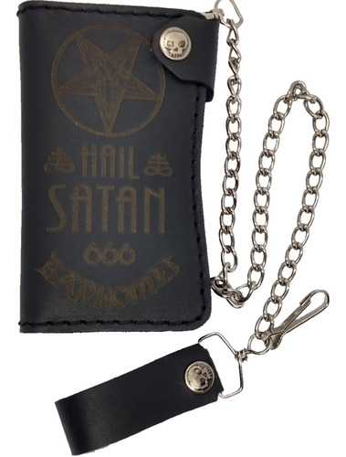 Cartera De Piel, Hell And Heaven, Cadena, Grabado Lasser 