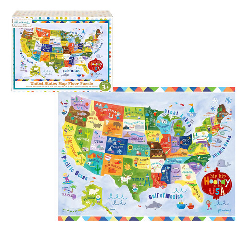 C.r. Gibson United States Map Floor Puzzle Juego Para Niños,