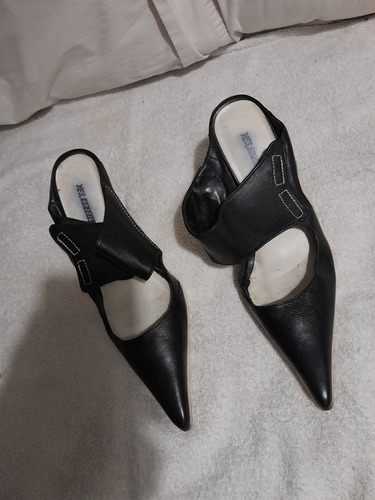 Zapato Tipo Stiletto Yes,brazil,cuero Vacuno Negro,10cm.taco