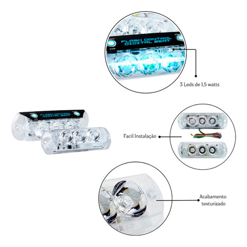 Kit Strobo Flash Beat Zendel Controle Som Automotivo