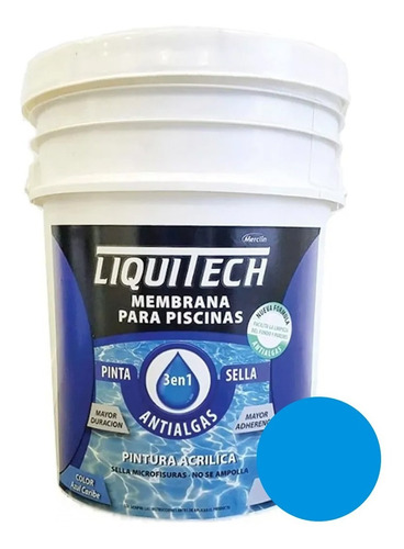 Pintura Pileta Liquitech 3en1 Pinta + Sella +antialga 20 Lts