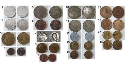 Monedas Antiguas Colección, Dolar, Chelin, Cruzeiro, Peso 