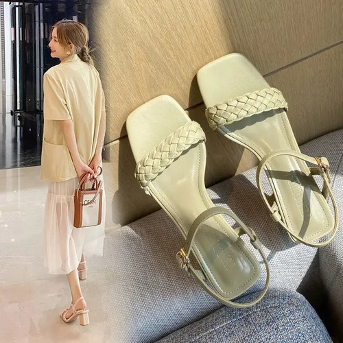 Elegantes Sandalias De Tacón Alto Estilo Romano Para Mujer