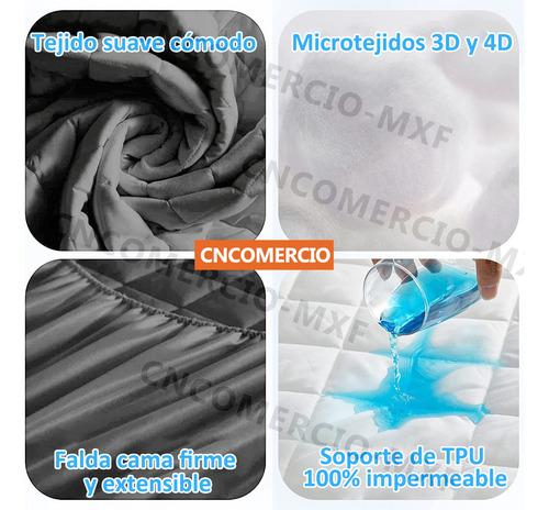 Cubre Colchon Impermeable 3 Capas Funda Almohada Matrimonial