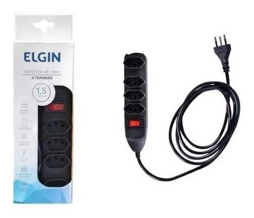 Filtro De Linha 4 Tomadas 1,5 Metros 10a - Elgin 110V/220V