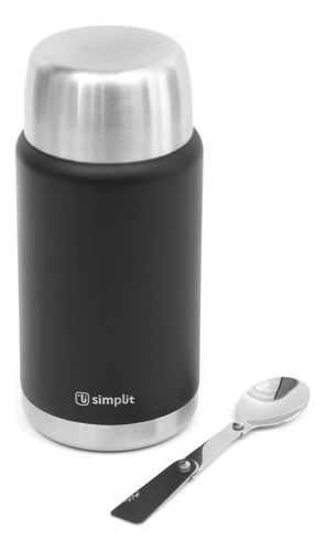 Termo De Comida Insulado Acero Inox 750 Ml Negro Simplit