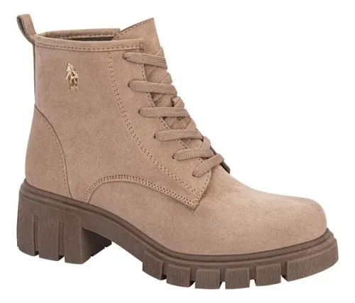 Bota Tipo Militar De Dama Hpc Polo 1302 Color Arena Env o gratis