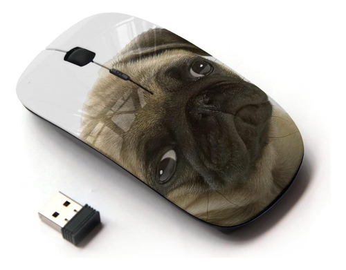 Ratón Koolmouse, Inalámbrico Óptico/estampado Perro Pug/usb