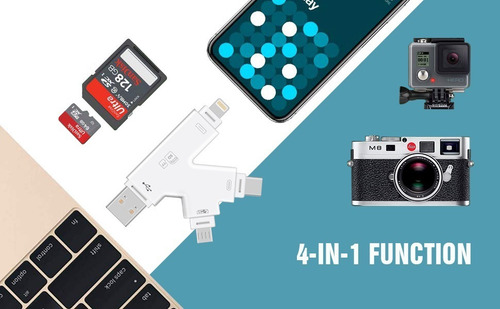 Imagen 9 de 9 de Lector Memoria Adaptador Lightning Usb C Otg Sd Micro Usb