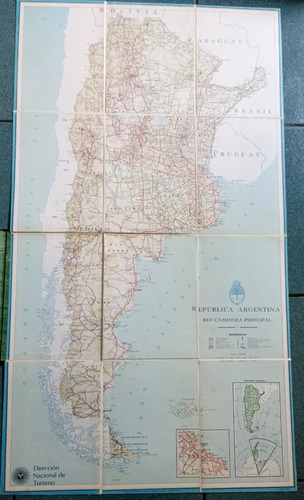 Mapa Red Caminera Republica Argentina Entelado 45*88 (Usado)