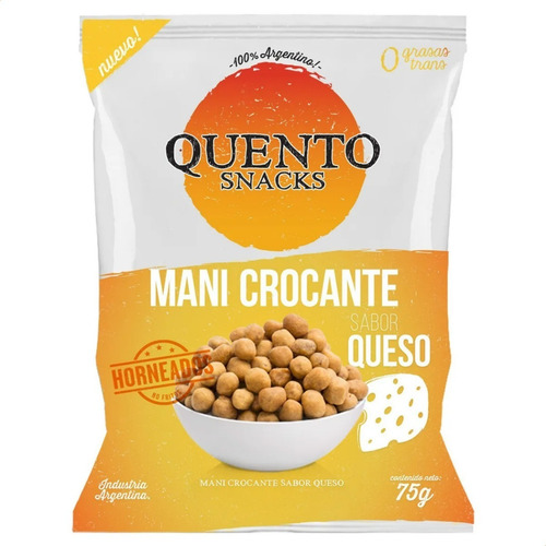 Imagen 1 de 6 de Mani Crocante Salado Sabor Queso Quento Snacks Horneados