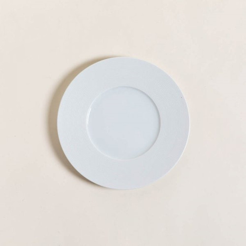 Plato De Postre Douz Porcelana 23cm Lineas Blanco