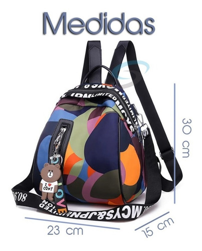 Imagen 8 de 9 de Bolsa Mochila Mujer Juvenil Cierre Antirrobo Back Pack Bk027