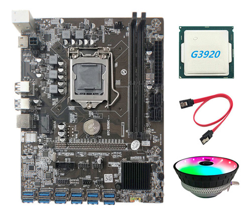 Placa Base Minera B250c Btc Con Ventilador Rgb Cpu+g3920 O G