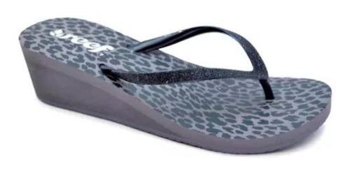 Ojotas Reef Krystal Star Prints Mujer  Gris C/brillos