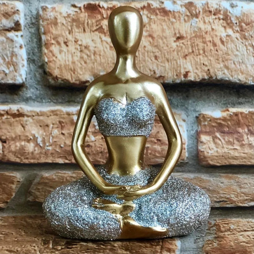 Estátua Enfeite Decorativo Meditação Posição De Yoga 12,5cm
