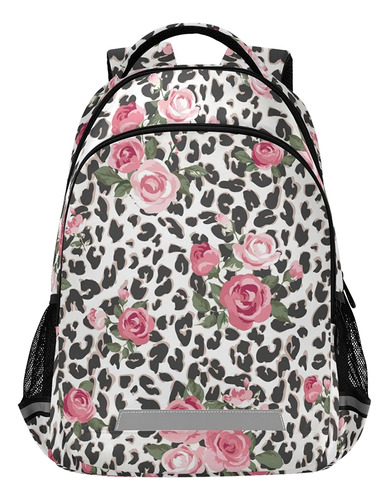  Rose Flower Leopard Cheetah Print Mochila Monedero Par...