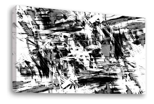Cuadro Líneas De Color Curveada En Vertical 80x40cm Color Abstracto Blanco Y Negro Armazón Natural