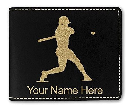 Cartera De Cuero Faux, Jugador De Béisbol 3, Grabado 8wx4a