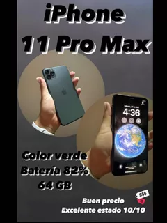 iPhone 11 Pro Max Color Verde Batería 82% 64 Gb