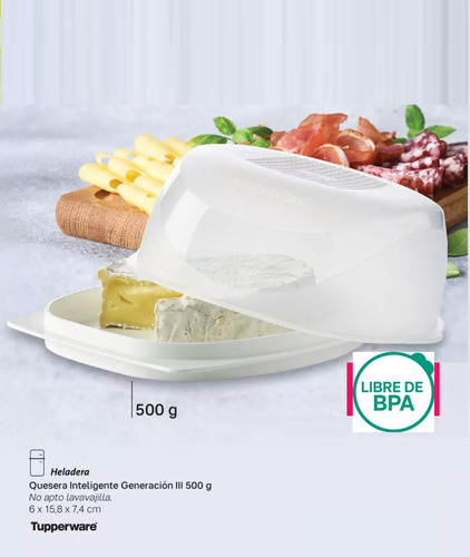 Quesera Inteligente 500g 6x15,8x7,4cm Tupperware® 0% De Bpa (Usado)