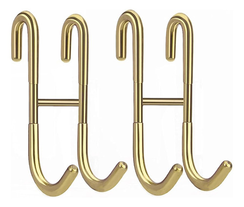 Haitis 2 Pack Over Shower Glass Door Hook, Plated Gold, 304 