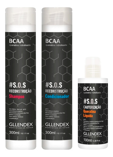 Gllendex Bcaa Reconstruccion Shampoo Enjuague Queratina 3c