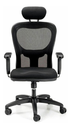 Imagen 1 de 3 de Silla de escritorio Baires4 Citiz con apoyacabeza ergonómica negra con tapizado de mesh y marathon