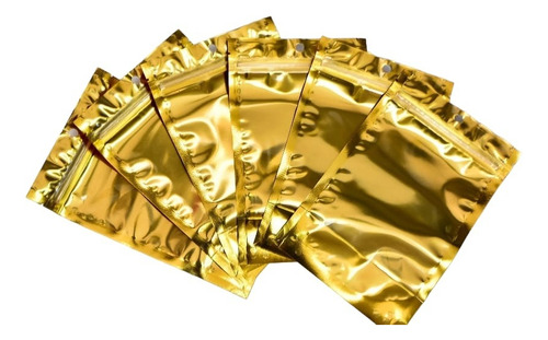 Saco Zip Lock Stand Up Pouch Dourado C/visor 13x20x4 1000 Un