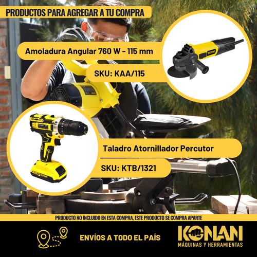 Sierra Ingletadora 305mm 2100w Telescópica Láser Disco Konan KSI/12L 220V