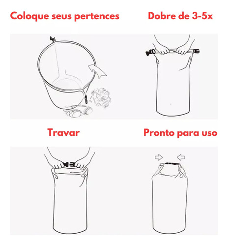 Bolsa Impermeável Resistente 5 Litros Camping Aventuras Preto