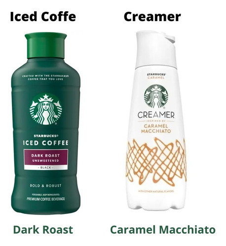 Paquete De 2 Starbucks Iced Dark Roast & Creamer Caramel