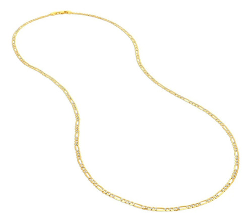 Cadena De Oro Amarillo Con Diamantado Platinado 14k  60 Cm C