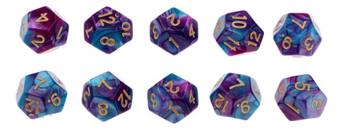 D12 Dados Para 10 Pedazos Morado + Azul