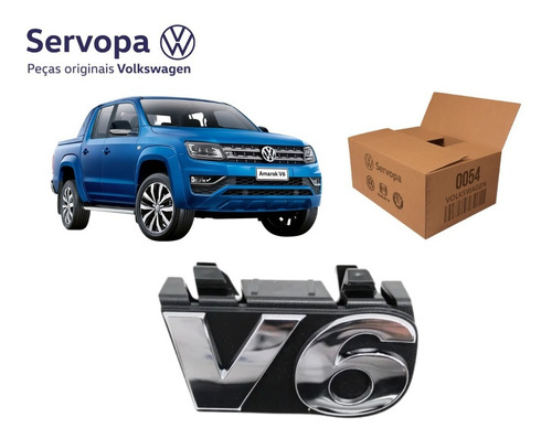 Emblema V6 Dianteiro Amarok Original Volkswagen